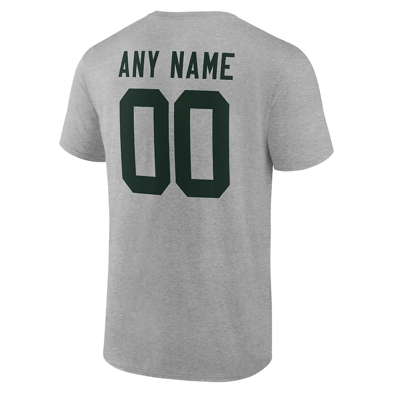 Men's Gray Green Bay Packers Team Authentic Personalized Name & Number T-Shirt