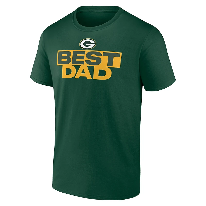 T-shirt vert pour homme Green Bay Packers « Meilleur papa » la fête des pères