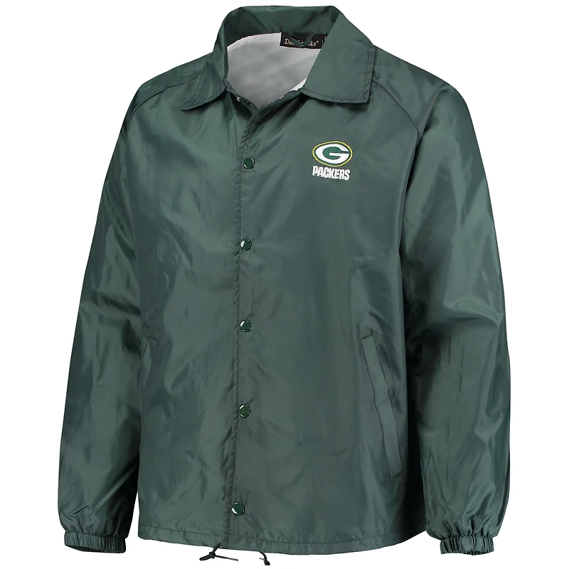 Veste coupe-vent classique raglan à boutons-pression pour homme, modèle Green Bay Packers Coaches