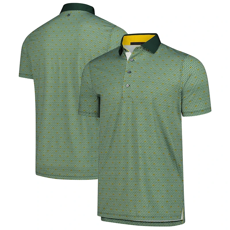 Polo Greyson Clothiers pour homme, vert, à manches courtes, avec logo répété des Packers de Green Bay