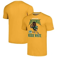 T-shirt à manches longues pour homme avec logo Reggie White Gold des Packers de Green Bay, joueur retraité