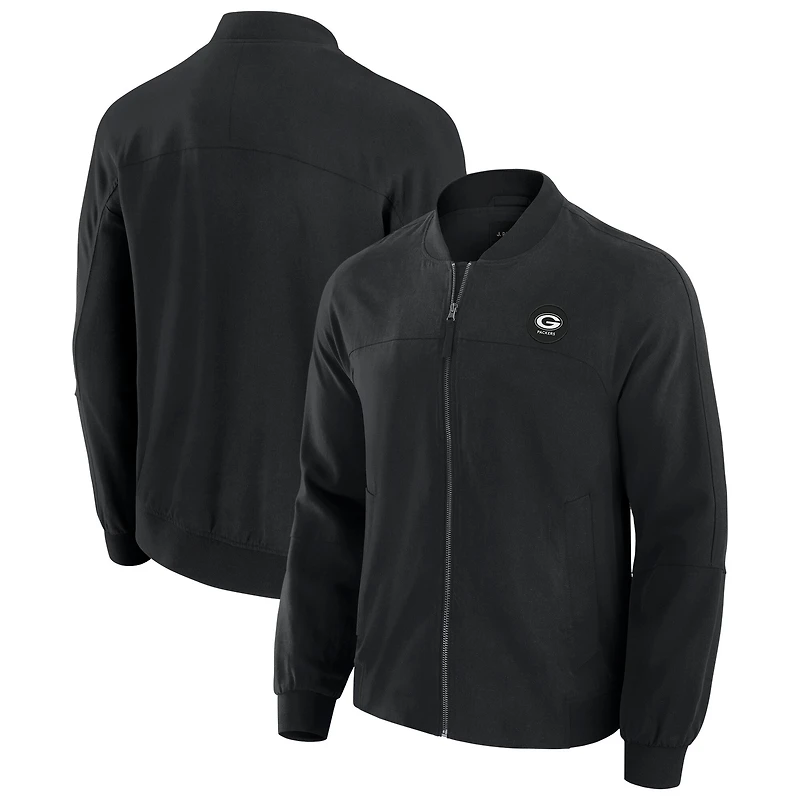 Veste légère à fermeture éclair complète J. Palmer Black Green Bay Packers Cover-4 Tri-Blend pour homme