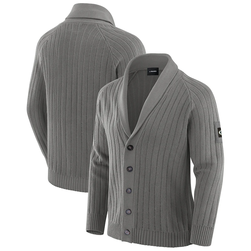 Pull raglan The Playmaker Cardigan graphite J. Palmer pour homme des Packers de Green Bay