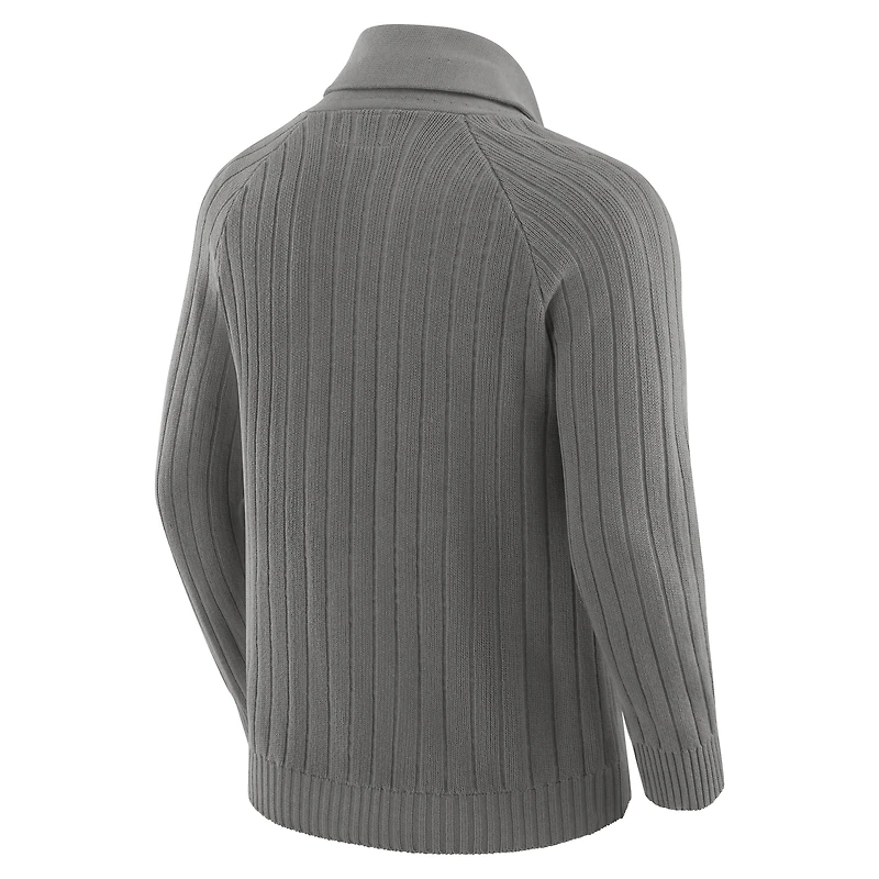 Pull raglan The Playmaker Cardigan graphite J. Palmer pour homme des Packers de Green Bay