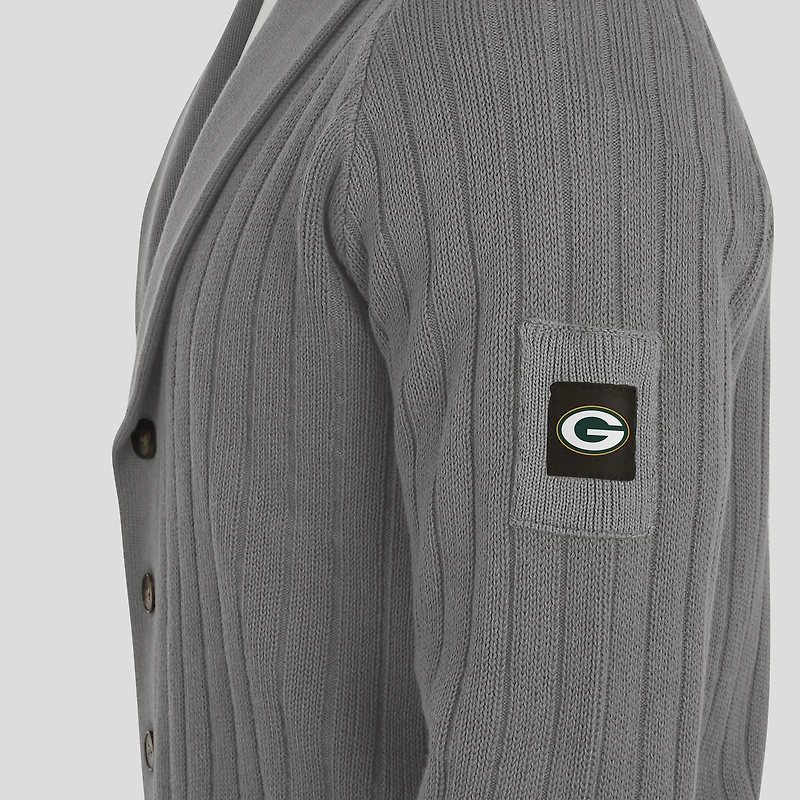 Men's J. Palmer Graphite Green Bay Packers The Playmaker Cardigan Raglan Sweater