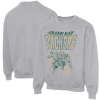 Men's Junk Food Heathered Gray Green Bay Packers Avengers Throwback - Pullover Sweatshirt