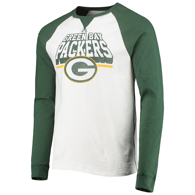T-shirt à manches longues raglan color block pour hommes Junk Food blanc/Green Bay Packers