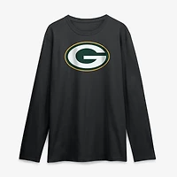 T-shirt à manches longues noir logo principal des Green Bay Packers pour homme