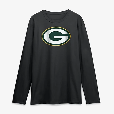 Men's Logo Athletic Black Green Bay Packers Primary Long Sleeve T-Shirt