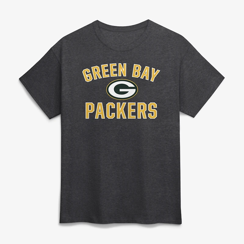 Men's Logo Athletic Charcoal Green Bay Packers Cotton Victory Arch T-Shirt