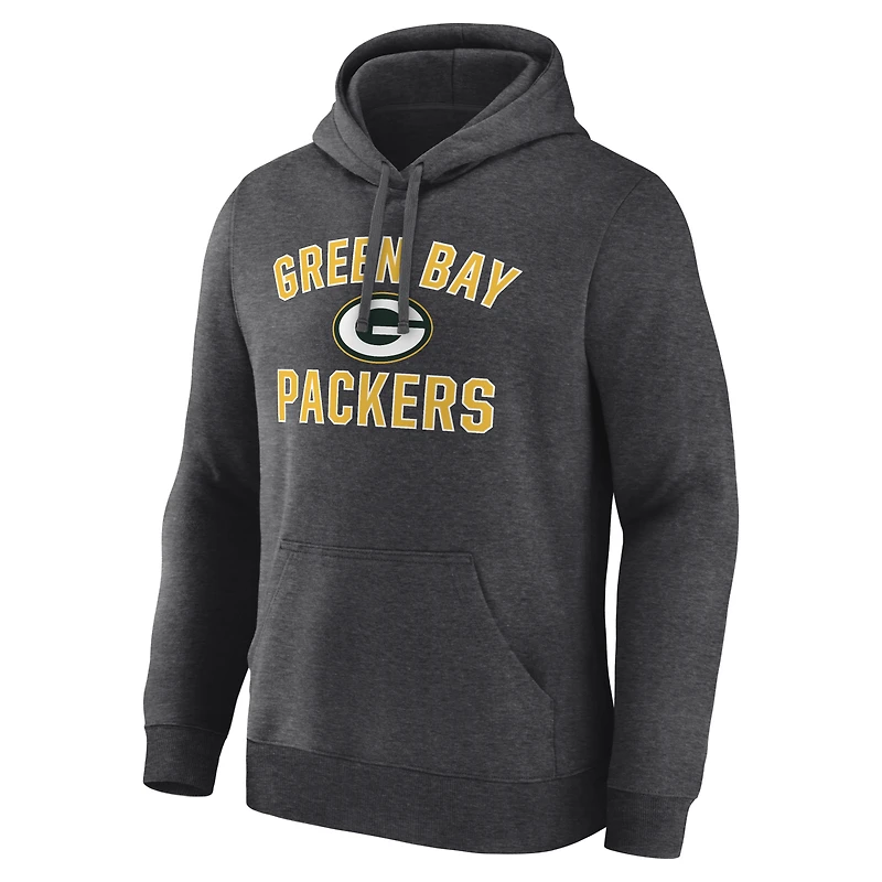Men's Logo Athletic Heather Charcoal Green Bay Packers Arch Victory Hoodie