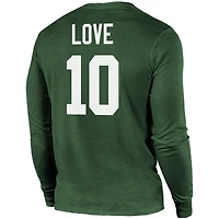 Majestic Threads Jordan Love Green Bay Packers Nom et numéro T-shirt tri-mélange à manches longues pour hommes