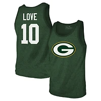 Débardeur tri-mélangé Majestic Threads Jordan Love Green Bay Packers pour hommes avec nom et numéro de joueur