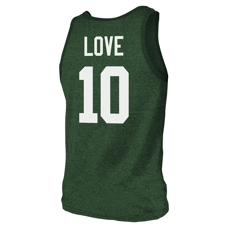 Débardeur tri-mélangé Majestic Threads Jordan Love Green Bay Packers pour hommes avec nom et numéro de joueur