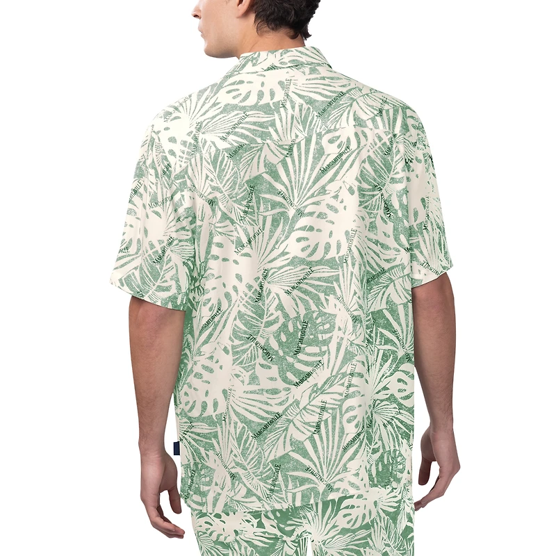 Men's Margaritaville Green Bay Packers Sandwashed Monstera Print Party Button-Up Shirt