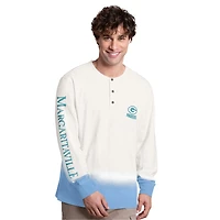 Men's Margaritaville White/Light Blue Green Bay Packers Island Reserve Long Sleeve Slub Henley Shirt