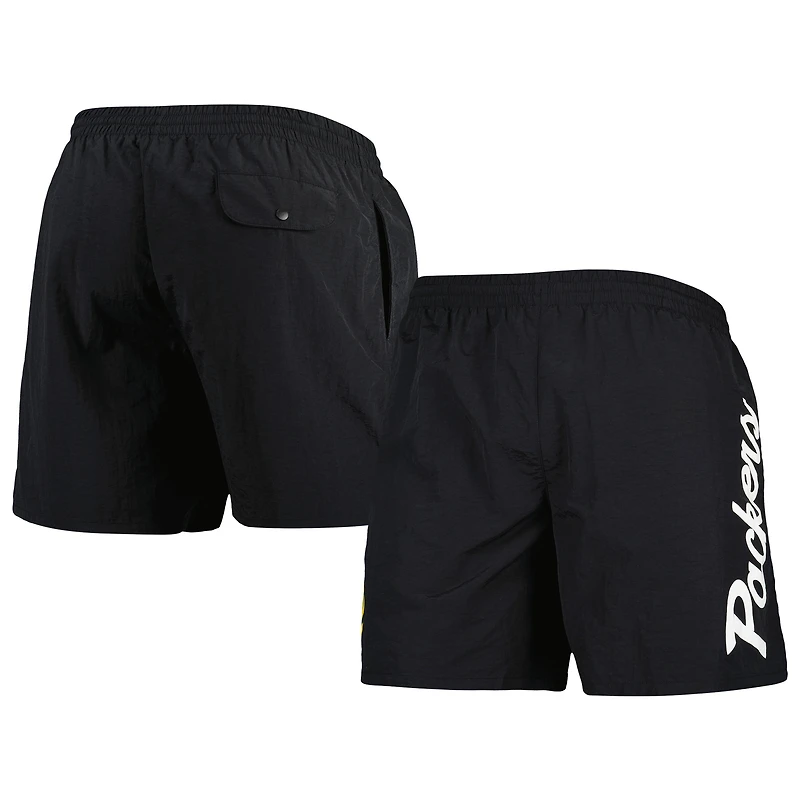 Short en nylon Essentials de l'équipe Green Bay Packers Mitchell & Ness pour homme, noir