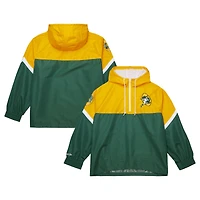 Men's Mitchell & Ness Gold/Green Green Bay Packers Tie Breaker Vintage Logo Lightweight Anorak Half-Zip Windbreaker