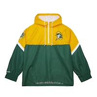 Men's Mitchell & Ness Gold/Green Green Bay Packers Tie Breaker Vintage Logo Lightweight Anorak Half-Zip Windbreaker