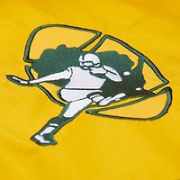 Men's Mitchell & Ness Gold/Green Green Bay Packers Tie Breaker Vintage Logo Lightweight Anorak Half-Zip Windbreaker