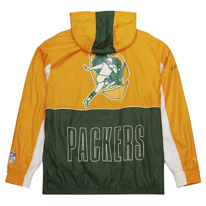 Men's Mitchell & Ness Green/Gold Green Bay Packers Big Shot Premium Full-Zip Windbreaker