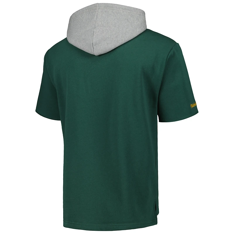 Chandail à capuchon manches courtes d'après-match Mitchell & Ness Green Bay Packers pour homme