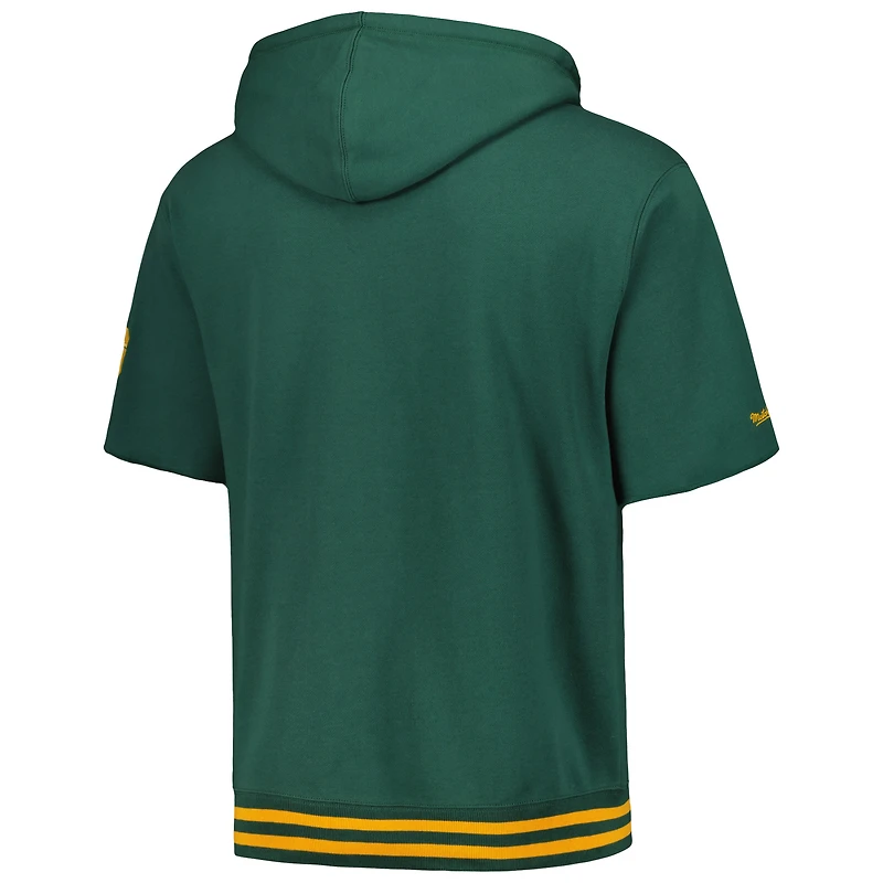Sweat à capuche manches courtes pour hommes Mitchell & Ness Green Bay Packers d'avant-match