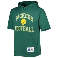 Sweat à capuche délavé manches courtes pour hommes Mitchell & Ness Green Bay Packers