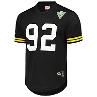 Haut en maille pour homme Mitchell & Ness Reggie blanc et noir avec nom numéro de joueur retraité des Green Bay Packers