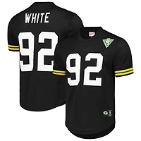 Haut en maille pour homme Mitchell & Ness Reggie blanc et noir avec nom numéro de joueur retraité des Green Bay Packers