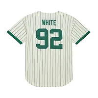 Men's Mitchell & Ness Reggie White Cream Green Bay Packers Name Number Mesh Button-Up Baseball Jersey