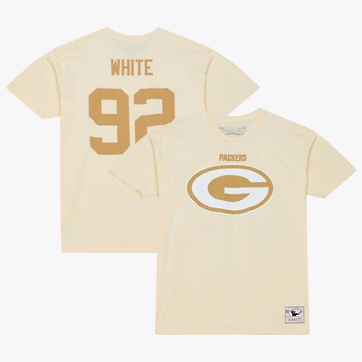 T-shirt Mitchell & Ness Reggie blanc crème Green Bay Packers Sandman avec nom et numéro pour homme