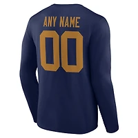 T-shirt à manches longues pour homme, bleu marine, Green Bay Packers, authentique et classique, personnalisé avec nom numéro.