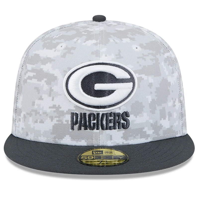 Men's New Era Arctic Camo/Graphite Green Bay Packers 2024 Salute To Service 59FIFTY Fitted Hat