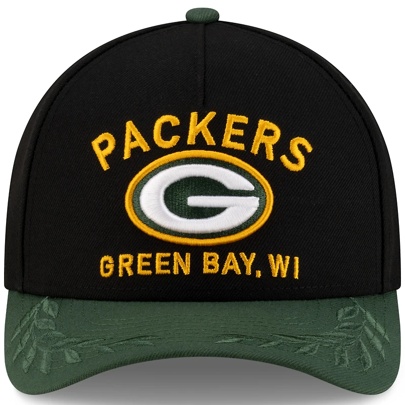 Casquette ajustable New Era 9FORTY M-Crown A-Frame pour homme, noire/verte, des Green Bay Packers, draft NFL 2025