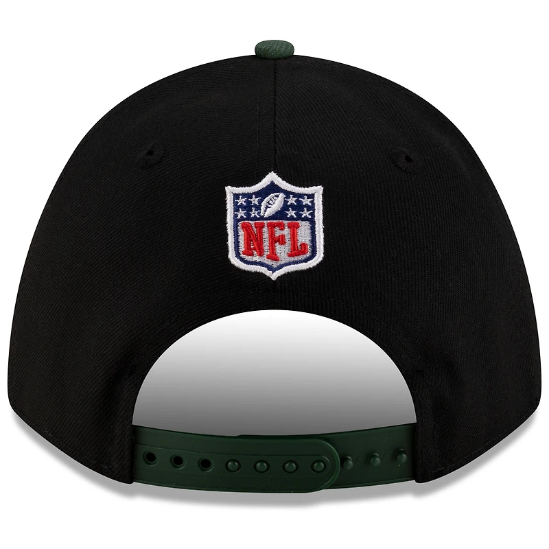 Casquette ajustable New Era 9FORTY M-Crown A-Frame pour homme, noire/verte, des Green Bay Packers, draft NFL 2025