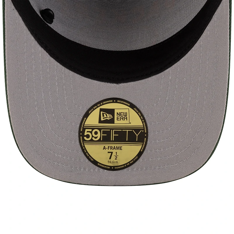 Casquette ajustée New Era 59FIFTY noire/verte pour homme, édition 2025 de la NFL, des Packers Green Bay, sur scène