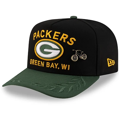 Men's New Era Black/Green Green Bay Packers 2025 NFL Draft On Stage A-Frame 59FIFTY Fitted Hat