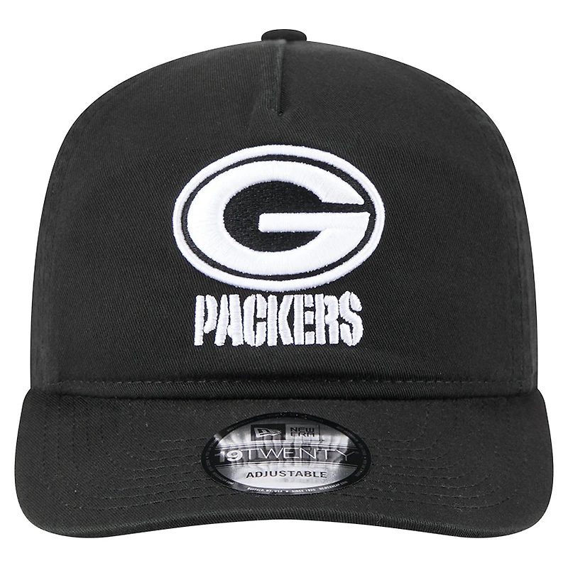Casquette ajustable New Era 19TWENTY noire/blanche des Green Bay Packers pour homme
