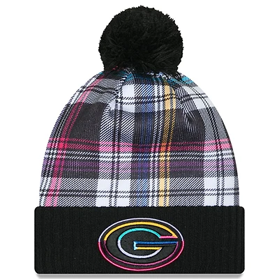 Men's New Era  Black Green Bay Packers 2024 NFL Crucial Catch Cuffed Knit Hat With Pom