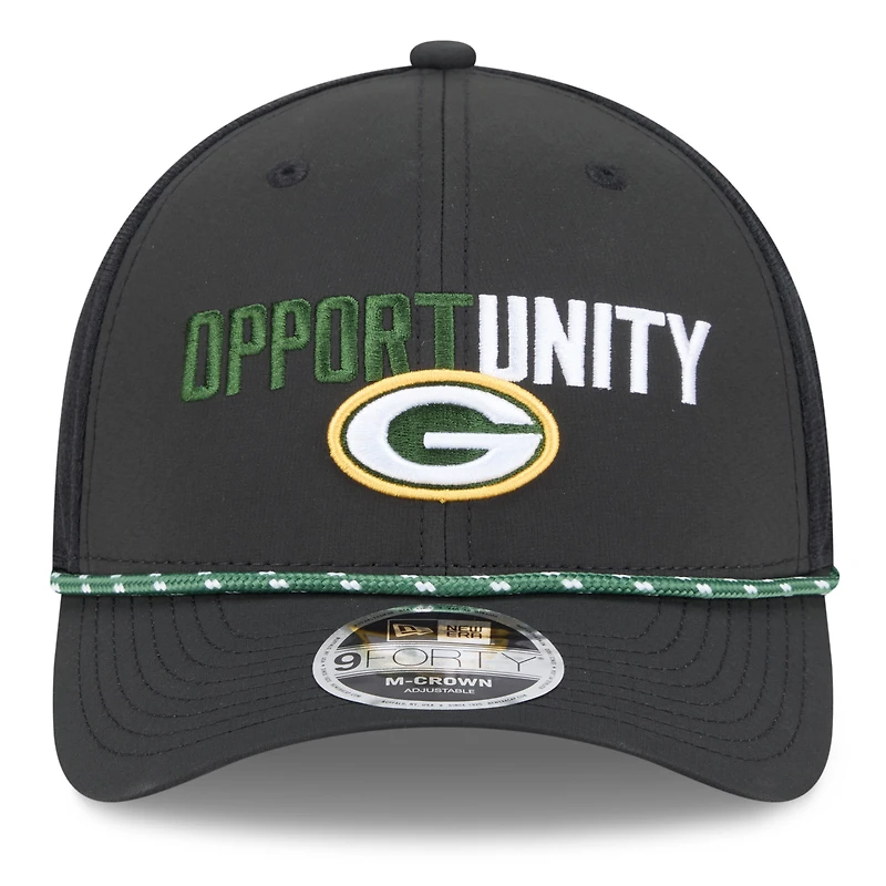 Casquette ajustable New Era Green Bay Packers 2025 Inspire Change 9FORTY M-Crown noire pour homme