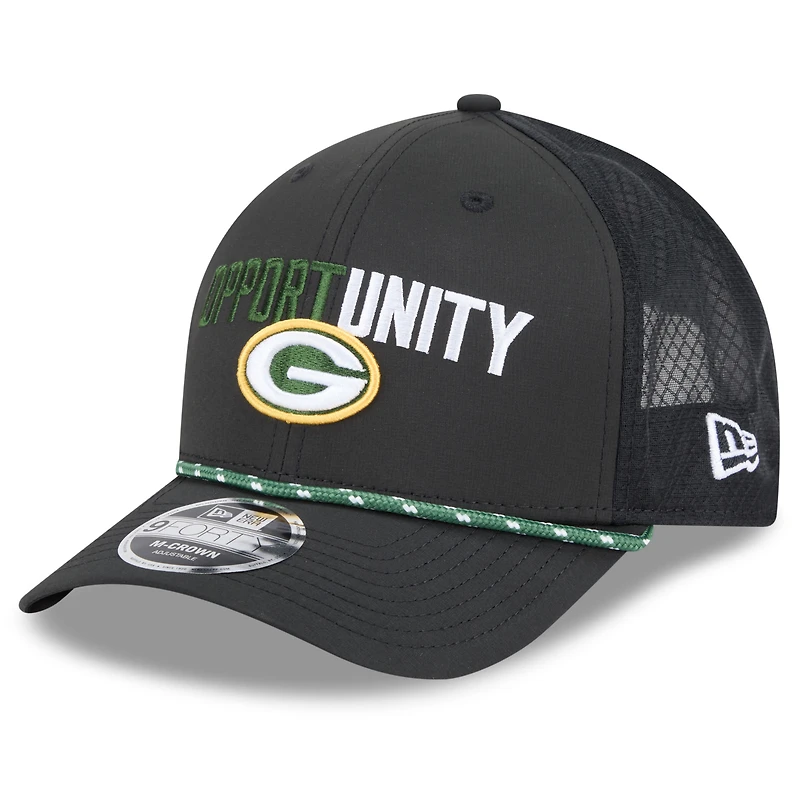 Men's New Era Black Green Bay Packers 2025 Inspire Change 9FORTY M-Crown Adjustable Hat