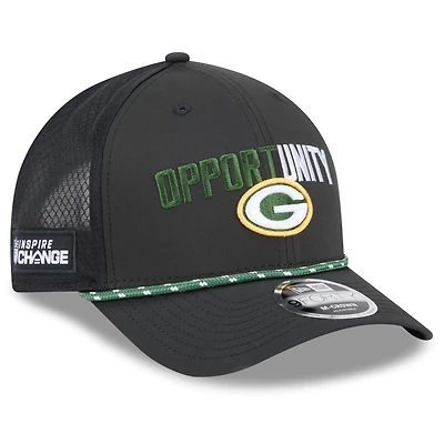 Men's New Era Black Green Bay Packers 2025 Inspire Change 9FORTY M-Crown Adjustable Hat