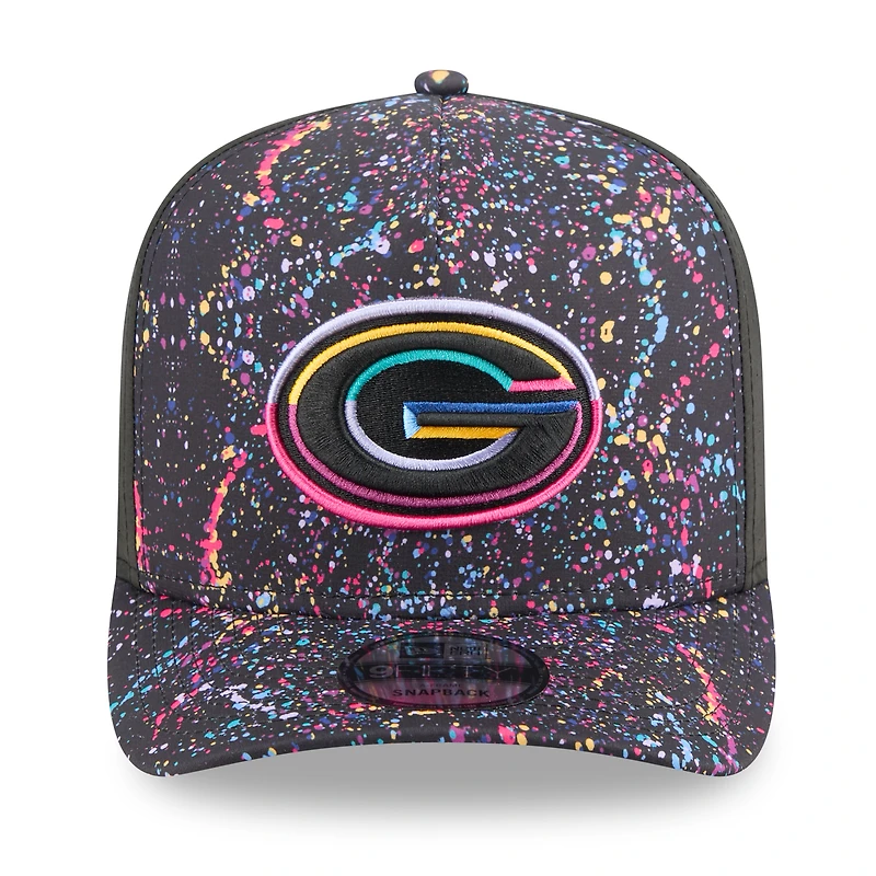 Casquette snapback 9FIFTY NFL Crucial Catch A-Frame noire New Era pour homme, édition 2025 des Green Bay Packers