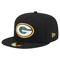 Men's New Era Black Green Bay Packers 59FIFTY Fitted Hat