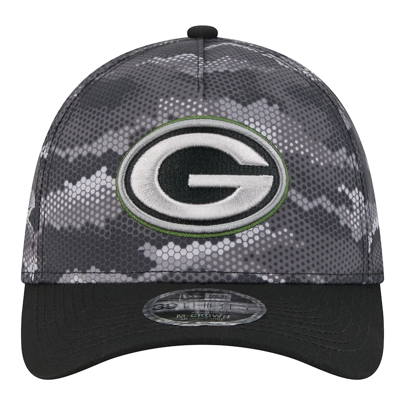Men's New Era  Black Green Bay Packers Camo A-Frame 39THIRTY Flex Hat