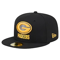 Men's New Era  Black Green Bay Packers Color Pop 59FIFTY Fitted Hat