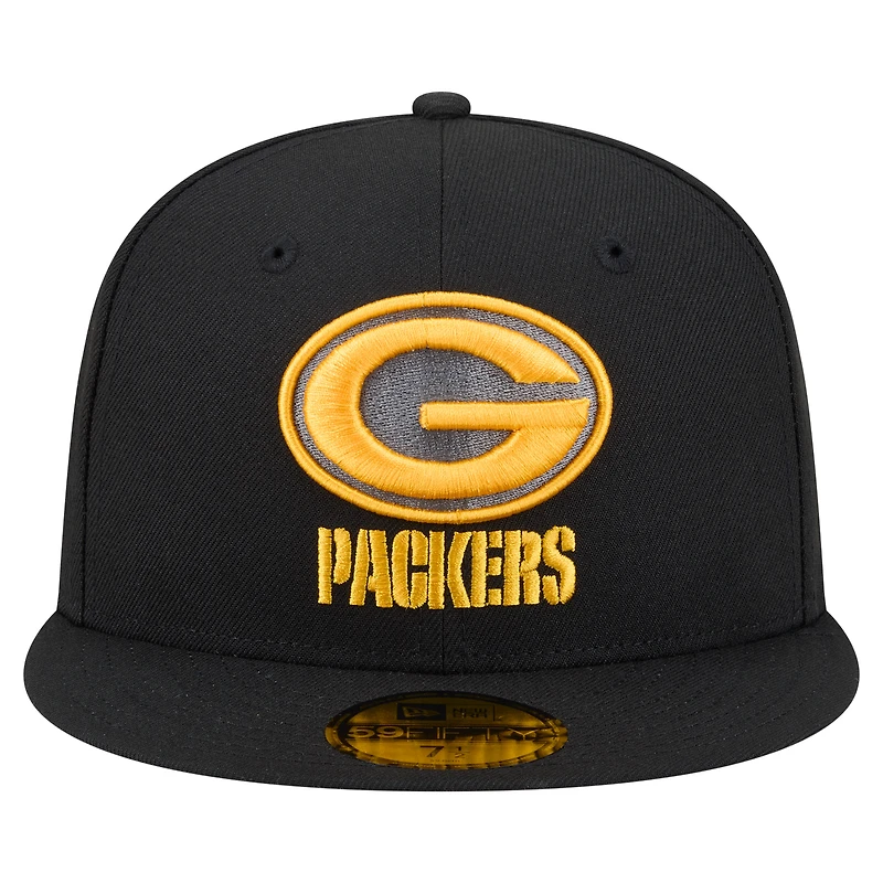 Men's New Era  Black Green Bay Packers Color Pop 59FIFTY Fitted Hat