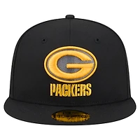 Men's New Era  Black Green Bay Packers Color Pop 59FIFTY Fitted Hat