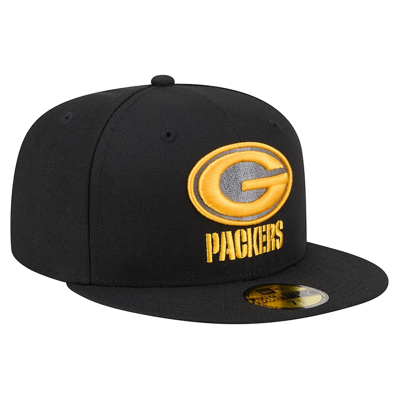 Men's New Era  Black Green Bay Packers Color Pop 59FIFTY Fitted Hat